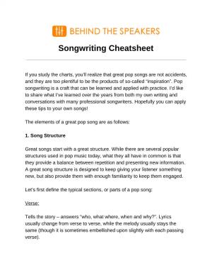Songwriting Cheatsheet