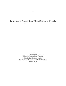 Rural Electrification in Uganda