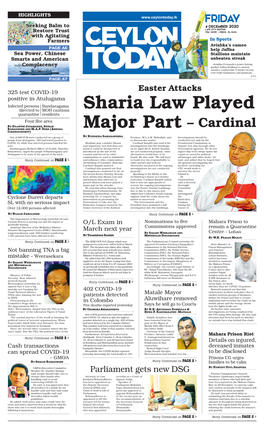 Sharia Law Played Quarantine Residents Four Flee Area by Dilanthi Jayamanne, Shiran – Cardinal Ranasinghe and M.A.P
