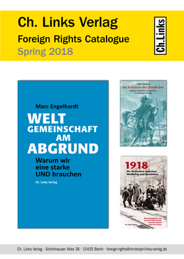 Ch. Links Verlag Foreign Rights Catalogue Spring 2018