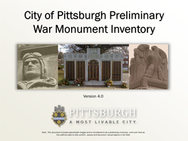 City of Pittsburgh Preliminary War Monument Inventory