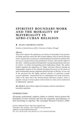 Spiritist Boundary-Work and the Morality of Materiality in Afro-Cuban Religion