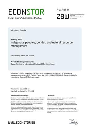 Indigenous Peoples, Gender, and Natural Resource Management