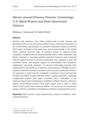 Silence Around Prisoner Protests: Criminology, U.S. Black Women and State-Sanctioned Violence