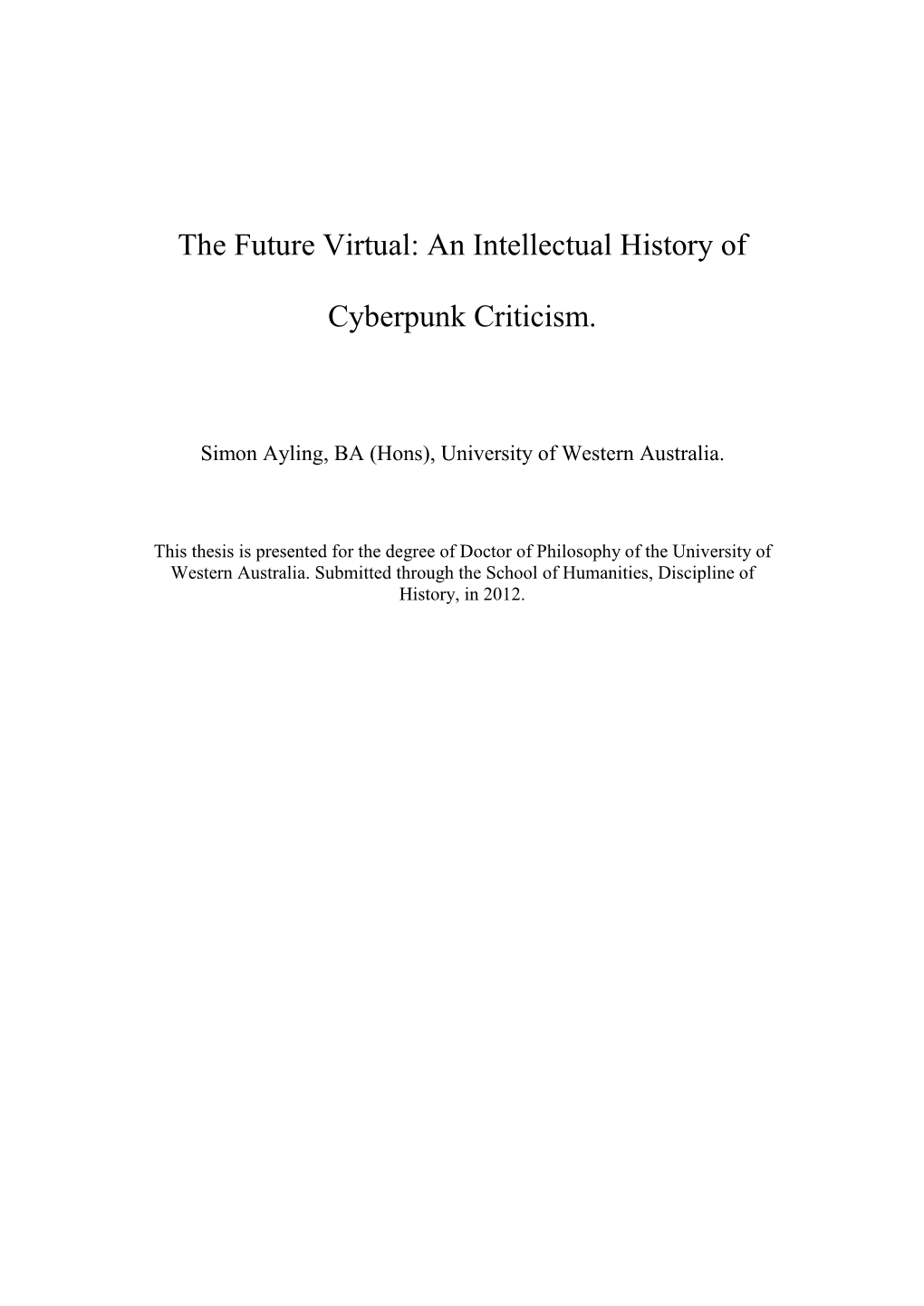 An Intellectual History of Cyberpunk Criticism
