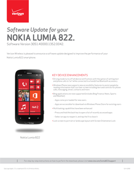 NOKIA LUMIA 822. Software Version 3051.40000.1352.0042