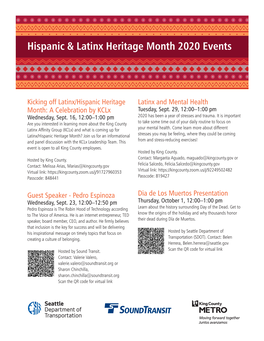 Hispanic & Latinx Heritage Month 2020 Events