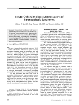 Neuro-Ophthalmologic Manifestations of Paraneoplastic Syndromes