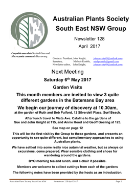 Australian Plants Society South East NSW Group