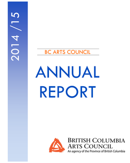 BC Arts Council Annual Report 2014/15