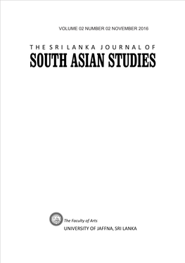 Sri Lanka Journal of South Asian Studies Vol.2 No.2 November 2016