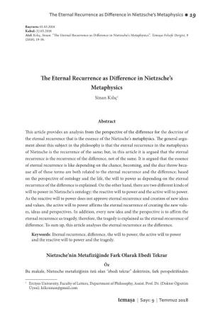 19 the Eternal Recurrence As Difference in Nietzsche's Metaphysics