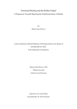 Emotional Healing and the Rothko Chapel a Progression Towards Depicting the Underlying Nature of Reality