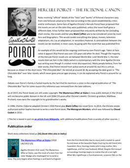Hercule Poirot – the Fictional Canon