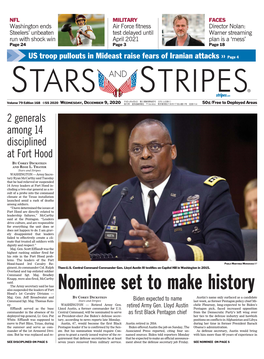 Nominee Set to Make History Hood’S 1St Cavalry Division — Maj