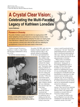 A Crystal Clear Vision: Celebrating the Multi-Faceted Legacy of Kathleen Lonsdale Lynne Robinson