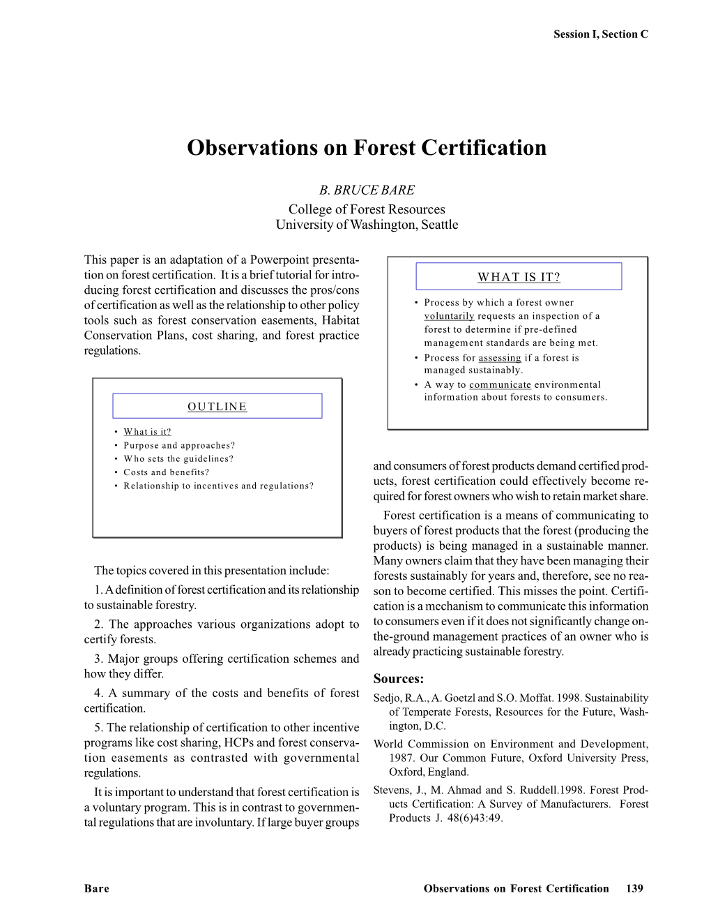 Observations on Forest Certification