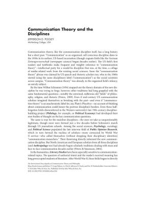 Communication Theory and the Disciplines JEFFERSON D