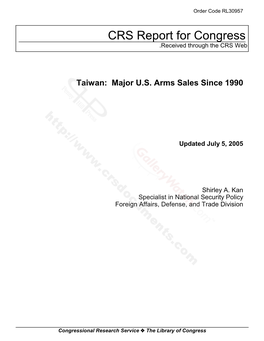 Taiwan: Major U.S. Arms Sales Since 1990