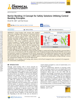 Barrier Banding: a Concept for Safety Solutions Utilizing Control Banding Principles David M