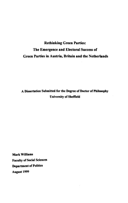 The Emergence and Electoral Success of Green Parties in Austria, Britain and the Netherlands