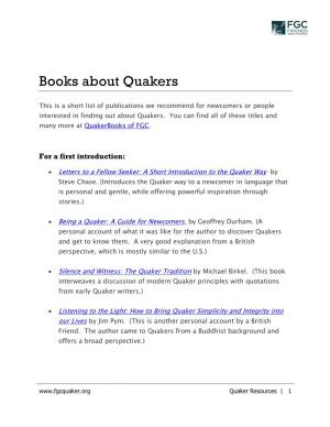 Books About Quakers
