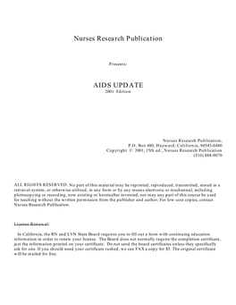 Nurses Research Publication AIDS UPDATE