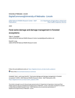 Feral Swine Damage and Damage Management in Forested Ecosystems