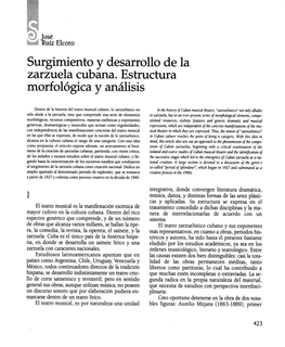 Surgimiento Y Desarrollo De La Zarzuela Cubana. Estructura Morfológica Y Análisis