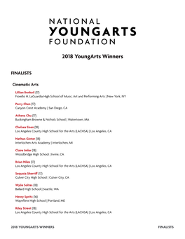 2018 Youngarts Winners