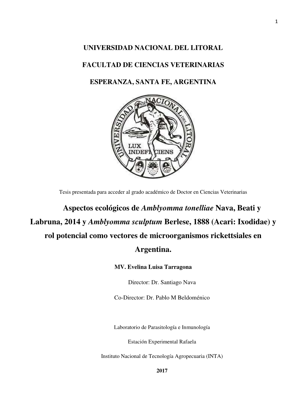 Acari: Ixodidae) Y Rol Potencial Como Vectores De Microorganismos Rickettsiales En Argentina