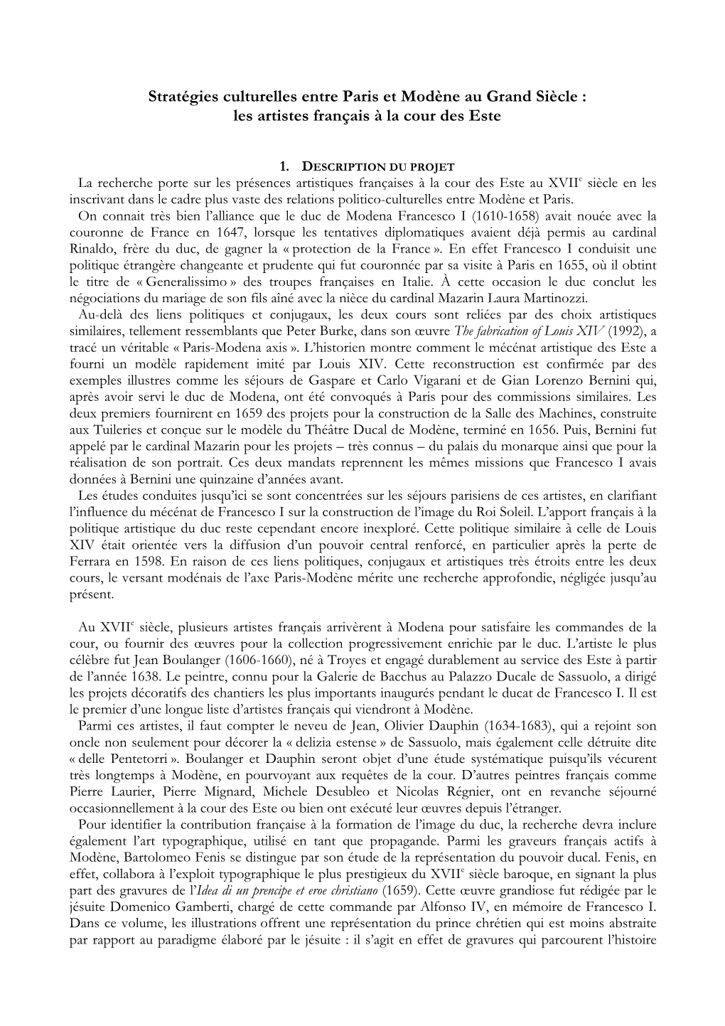 Stratégies Culturelles Entre Paris Et Modène Au Grand Siècle : Les Artistes Français À La Cour Des Este