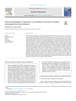 Clinical Development of Letermovir and Maribavir Overview of Human