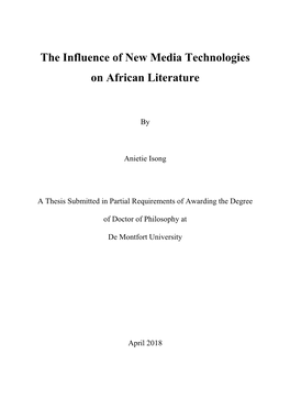 The Influence of New Media Technologies on African Literature