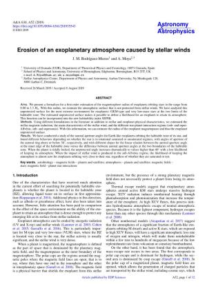 Erosion of an Exoplanetary Atmosphere Caused by Stellar Winds J