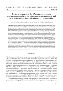 Seven New Species in the Chaetopteryx Rugulosa Species Group: Applying the Phylogenetic Species Concept and the Sexual Selection Theory (Trichoptera: Limnephilidae)