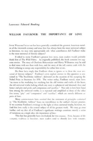 'Villiam Faulkner: the Importance of Love