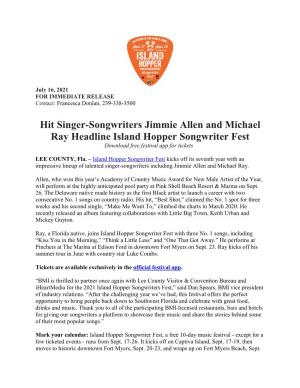 Jimmie Allen & Michael Ray Headline Island Hopper Fest