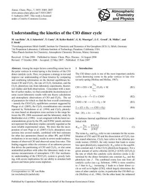 Understanding the Kinetics of the Clo Dimer Cycle