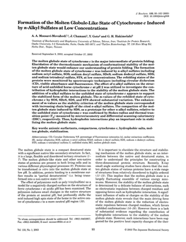 Formation of the Molten Globule-Like State of Cytochrome C Induced by N-Alkyl Sulfates at Low Concentrations