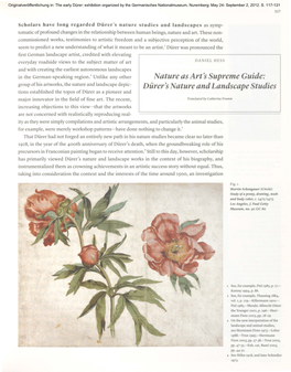 Nature As Art's Supreme Guide: Dürer's Nature and Landscape Studies