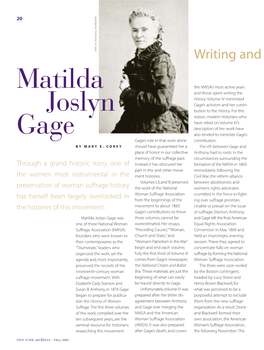 Matilda Joslyn Gage: Writing and “Righting” the History of Woman