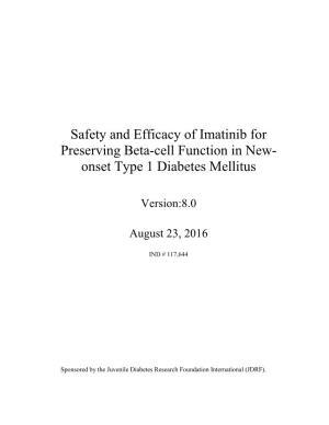 Safety and Efficacy of Imatinib for Preserving Beta-Cell Function in New- Onset Type 1 Diabetes Mellitus