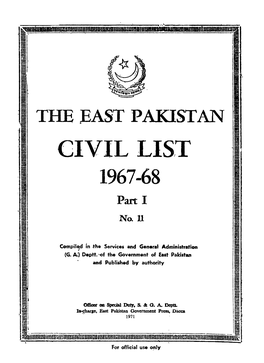 CIVIL LIST 1967-68 Pan I No