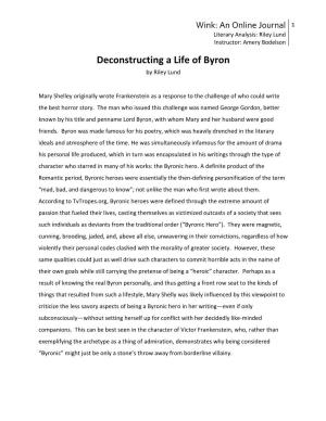 Deconstructing a Life of Byron by Riley Lund