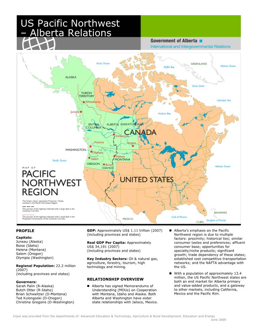US Pacific Northwest – Alberta Relations