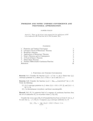 Uniform Convergence and Polynomial Approximation