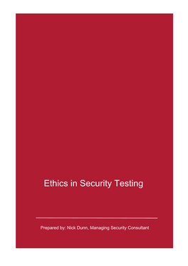 Ethics in Security Testing