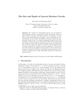 The Size and Depth of Layered Boolean Circuits