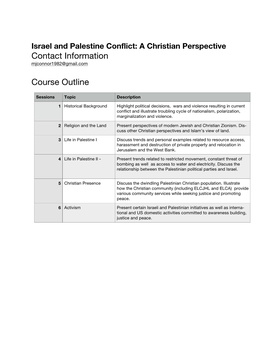 Contact Information Course Outline